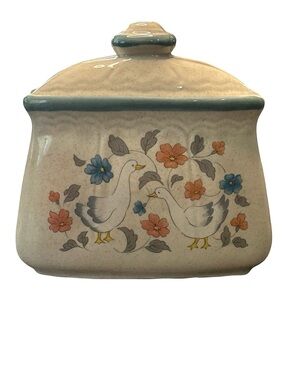 VTG 80s Country Classics ceramic geese napkin/ letter holder Japan farmhouse